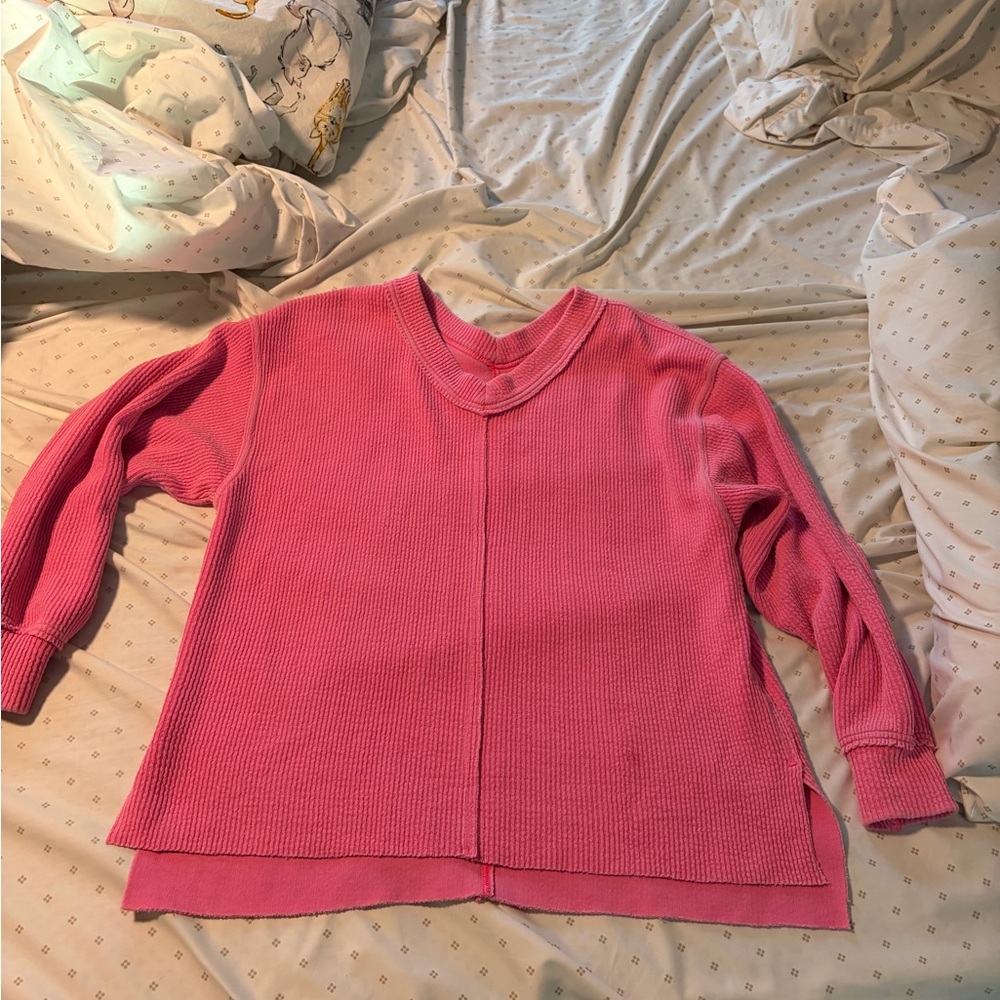 Aerie V-Neck Sweater in Neon Pink